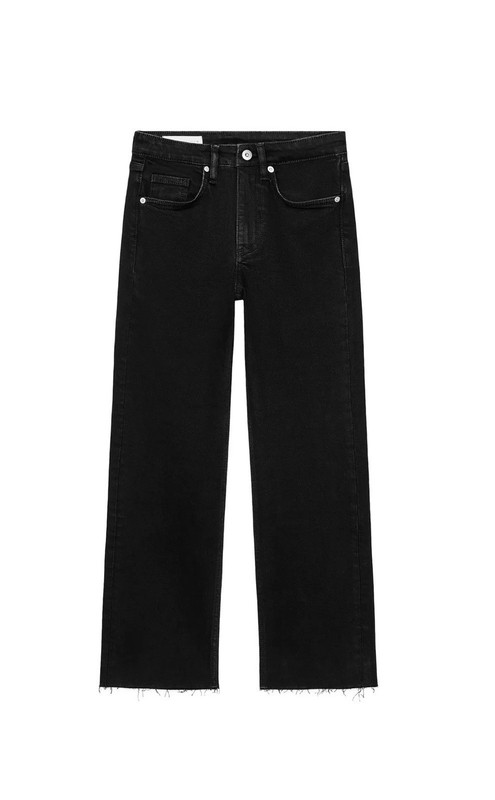 Zara Black Flared Cropped High Waist Jeans Size 0 NWT