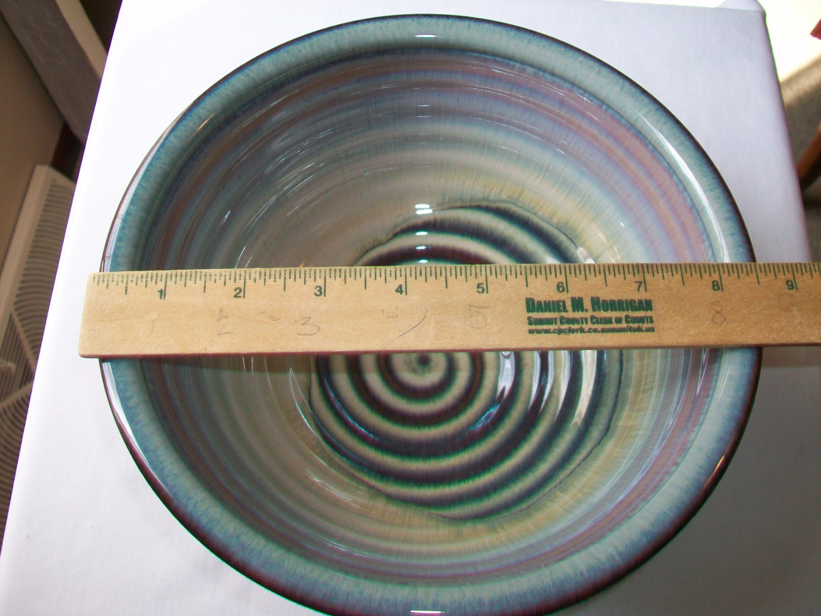 BILL CAMPBELL STUDIO ART POTTERY HAND THOWN SPIRAL DRIP GLAZE BOWL 8 1/2" SIGNED