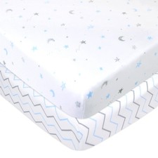 American Baby Company 2 Pack 100 Natural Cotton Fitted Pack and Play Sheets 39"