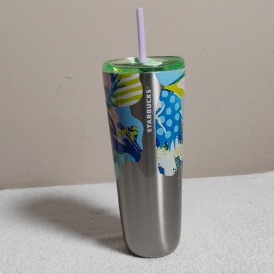 Starbucks 710 ml Stainless Steel Abstract Tumbler Cold Drink Straw Lid