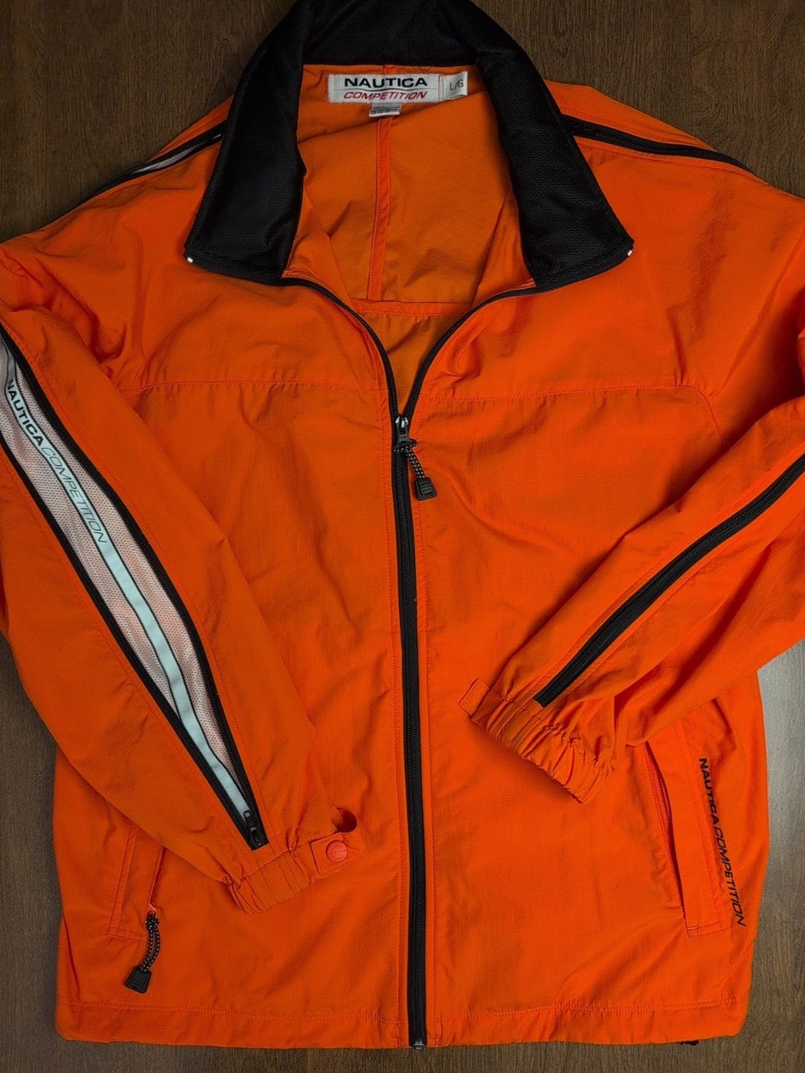 90s NAUTICA 襟レザー切替 ハンティングJKT オレンジ 90s NAUTICA 襟レザー切替 ハンティングJKT オレンジ 90s NAUTICA 襟