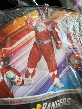 Red Power Rangers Costume for Kids Muscle Jumpsuit and Headpiece 3T 4T