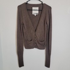 Abercrombie Fitch Vintage Y2K Cashmere Brown Button Cardigan Large Bella Swan LS