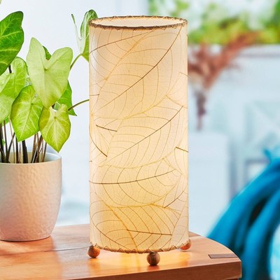 Eangee Cylinder 16 1/2'' Natural Cocoa Leaves Uplight Table Lamp