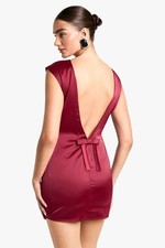 Boohoo Satin Bow Back Mini Dress UK 8