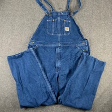 Vintage Carhartt Denim Overalls Men 44x31 Blue Ranch Workwear Carpenter Jeans