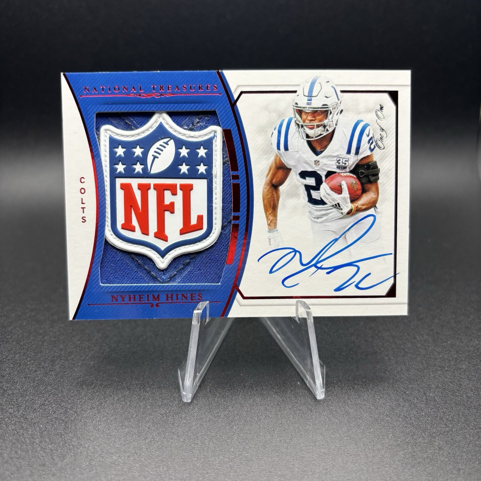 2018 Panini National Treasures Autograph Auto Nyheim Hines 1/1 NFL Shield Colts