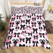 Cute Bowknot Bedding Duvet Cover Set Twin Size Girls Bow Bedding Set for Boys...