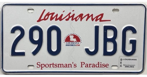 Louisiana AMERICA 250 License Plate #290-JBG