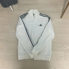 Adidas White Three-Stripes Track Top, Pre-Owned
