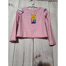 RuffleButts Girls Pink Floral Long Sleeve Rash Guard Swim Top UPF 50 Size 5 NWT