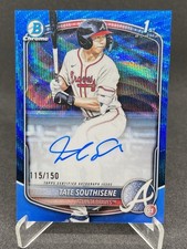 Tate Southisene 2025 Bowman Draft Blue Wave Refractor Auto /150 1st RC Braves