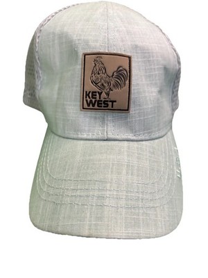 Rooster Patch Key West USA Hat Trucker Baseball Cap Light Teal SnapBack Womens
