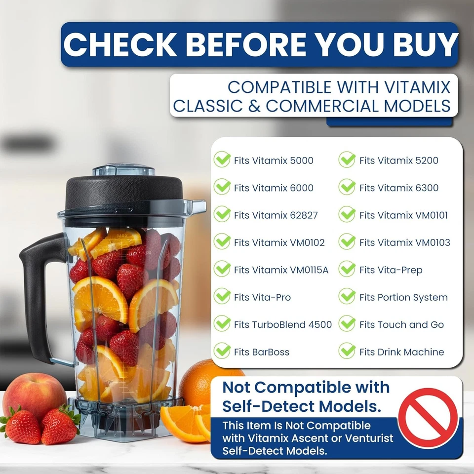 64 oz Container Pitcher Jar Compatible with Vitamix 5200 Blender Classic - Image 2 of 4