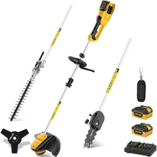 40V 4-in-1 Cordless Weed Wacker, 8" Electric Pole Saw, Hedge Trimmer and Brus...