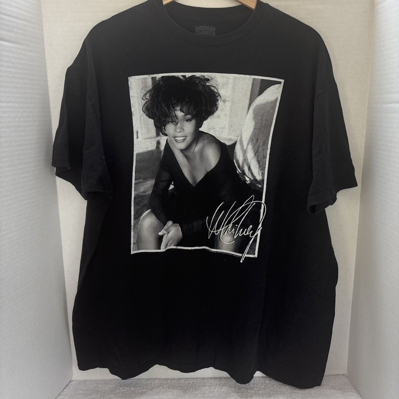 Whitney Houston Signed Photo Music Shirt XXL BY AMERICAN CLASSICS