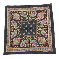 Vintage Paisley Bandana Black Red Green Blue 100% Cotton Made in USA 21"x22"