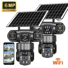 V380PRO 3 Lens 6MP Solar Home Security Camera Outdoor Wifi Wireless PTZ CCTV US