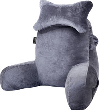 Reading Pillow for Sitting in Bed Couch Adult, Back Pillow with Arm Support and