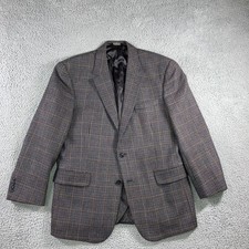 Jos A Bank Blazer Sports Coat Men 44 R Wool Tweed Houndstooth 2 Button Gray