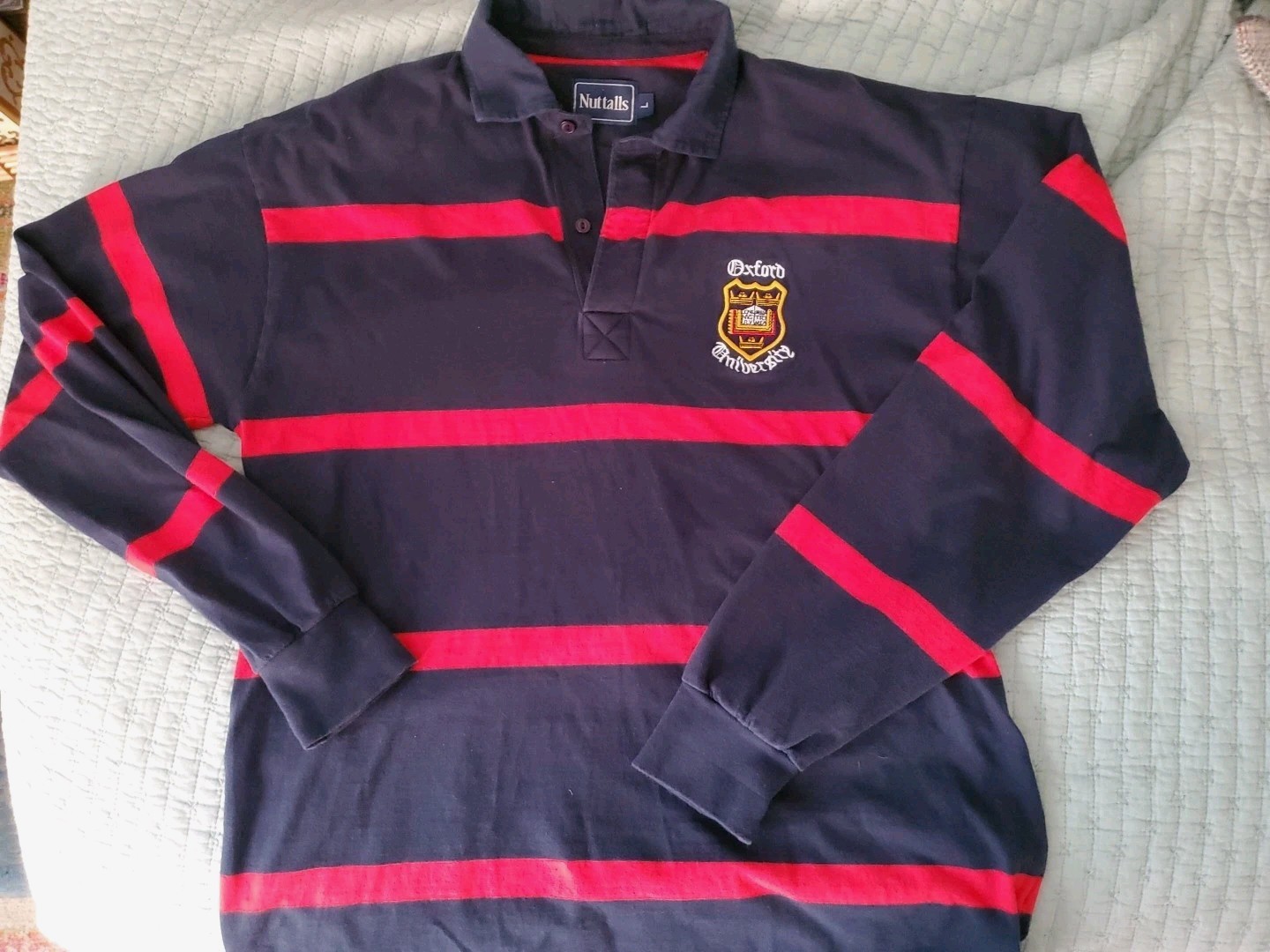 Nut Talls Vintage Oxford University Shirt Long Sleeve Polo Rugby Nuttalls Large