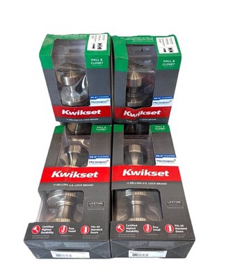 Kwikset Pismo Round Hall & Closet Door Knob In Satin Nickel Lot Of 4 97200-888
