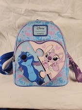 Rare Loungefly Disney Lilo Stitch Mini Backpack. Rare Puzzle Style Blue  Pink