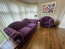 Beautiful Purple Sofa and Chair Set Great Condition Collection Only