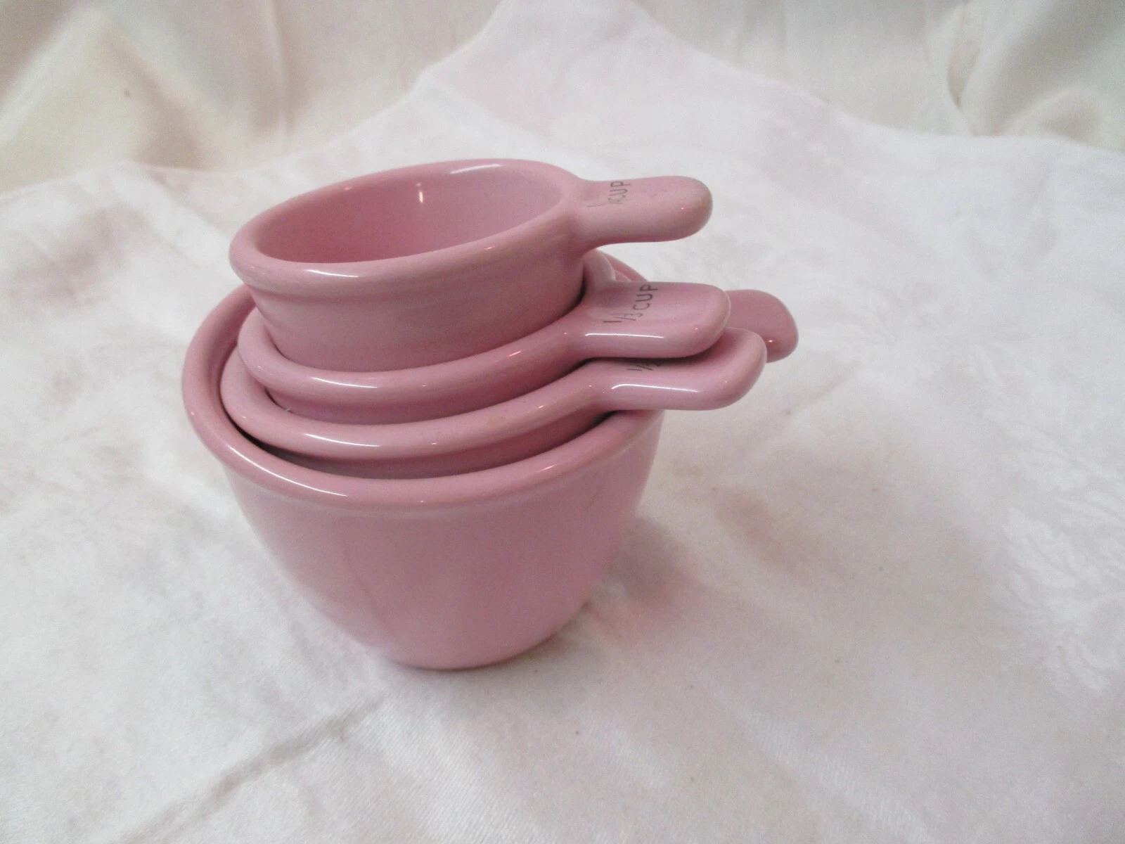 Vintage Pfaltzgraff 4 pink Measuring Cups Hope Breast Cancer