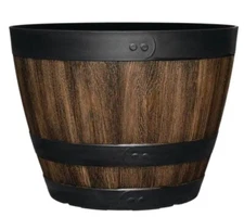 Resin Walnut Barrel Planter Indoor Outdoor Large Flower Plant Pot Garden SIZES