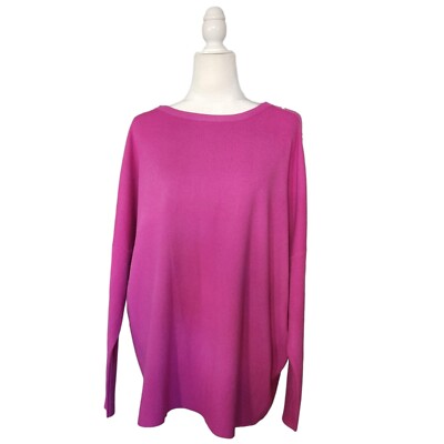 Vila Milano Women's Very Berry Pullover Sweater Gold Buttons Size 1X