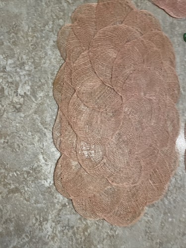 7-teiliges gewebtes Tischset Rose ROSA Vintage Abaca Faser Stroh 70er Jahre gewellt - Bild 14 von 18