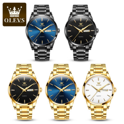 OLEVS Men Fashion Stainless Steel Waterproof Dress Date Quartz Wrist Watches