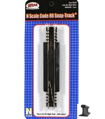 Atlas N Scale Rerailer ~ New 5'' Code 80 Nickel Silver W/Rail Joiners (3 Pc) 2532