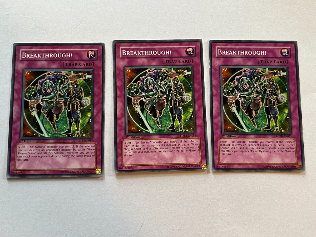 bent yugioh cards 3X Breakthrough! FOTB-EN051 x3 Yugioh Yu Gi Oh! 3 Playset 1st Edition