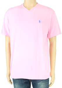 Polo-Ralph-Lauren-Mens-T-Shirt-Pink-Size-Medium-M-V-Neck-Classic-Fit-39-177