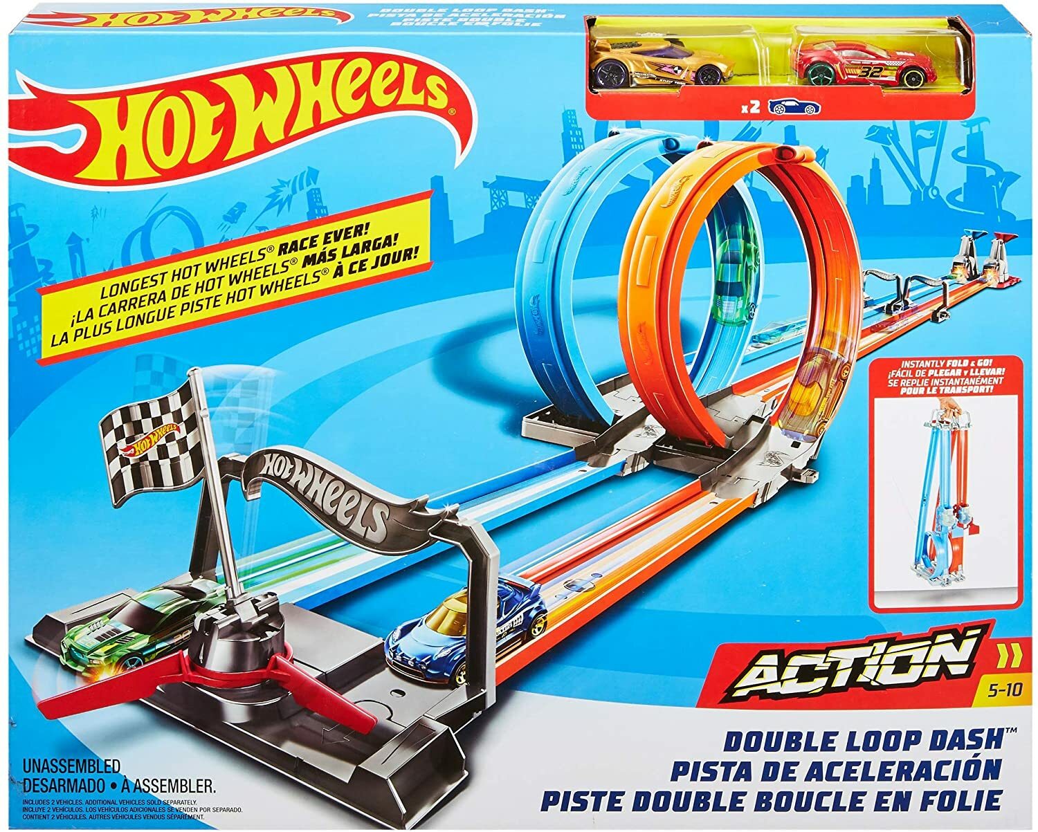 HOT WHEELS Double Loop Dash TRACK SET 