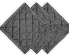 NEW Mellow Buff 3 Pack 8" x 8" Pot Holder Heat Resistant Black