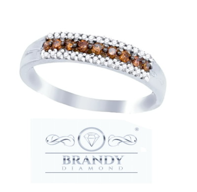 Brandy Diamond  schokobraun 10 K Gold lebendiger Ewigkeitsring Bandring 0,22 ct