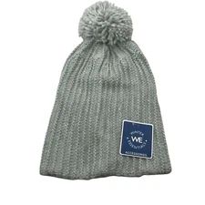Winter Essentials Women's One Size Gray Knit Beanie Hat With Pom New