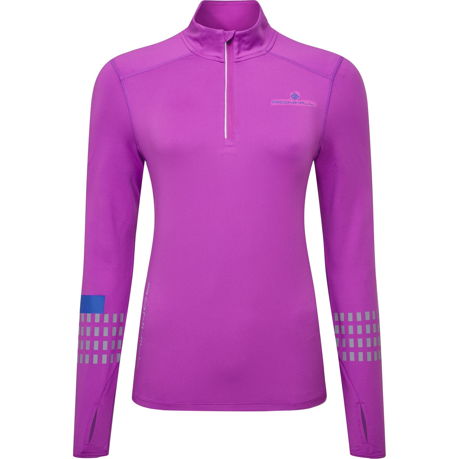 Ronhill Tech Afterhours Womens Running Top Purple Long Sleeve Half Zip