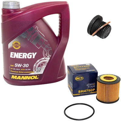 MANNOL Motoröl Ölfilter SH4790P 5W30 4 Liter + Ölablassschraube für Skoda Fabia VW Polo