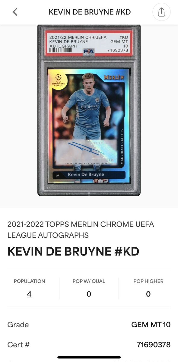 2021/22 Merlin Topps UEFA Kevin De Bruyne Auto Refractor PSA 2021/22 Merlin Topps UEFA Kevin De Bruyne Auto Refractor PSA