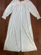 Vintage Shadowline Pastel Green Peignoir Robe Medium Silky Full Length
