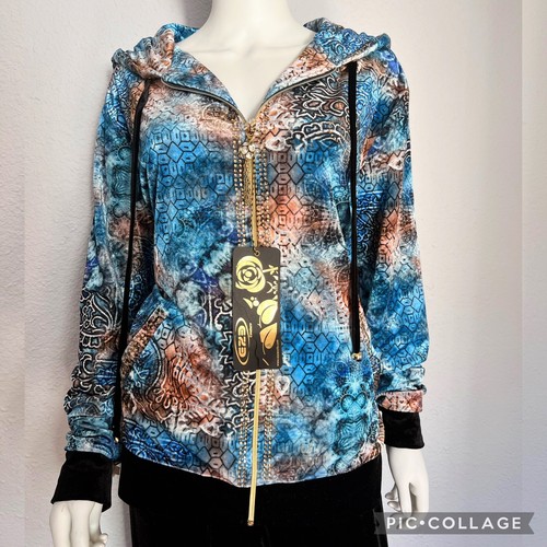 NWT WOMEN PLUS SIZE VELOUR TRACKSUIT 2P SET JACKET/BLACK PANTS LOUNGEWEAR HOODED - Picture 10 of 12