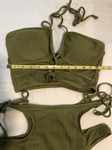 Women’s 2 Piece Green Bathing Suit Size Medium - Picture 6 of 11