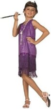 Roaring 20s Girls Sequin Flapper Halloween Costume - Purple, 4-6 Small 3324