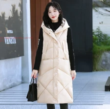 Women's Cotton Down Waistcoat Sleeveless Jacket Winter Outdoor Long Warm Vest