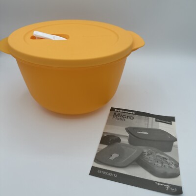 TUPPERWARE Crystalwave Plus 2 Qt / 2L Round microwavable Orange 8.5 Cups