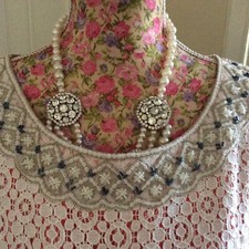 Monsoon Lace Ivory Silver Coral Ss Embellished Dress Size 22 Away